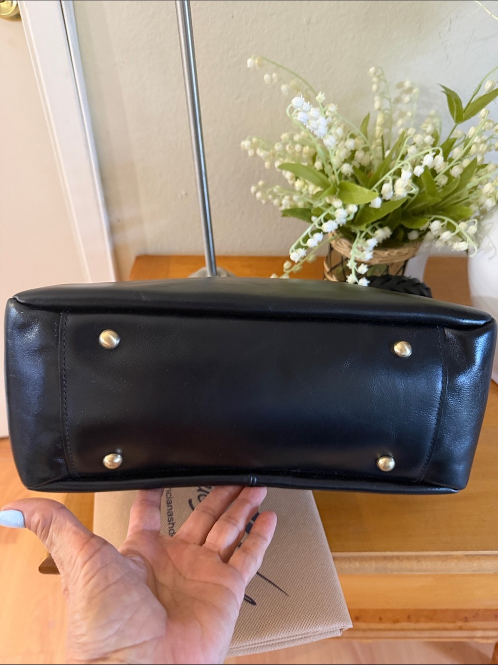 Patricia Nash Black Leather Braided-Handle Shoulder Bag - Picture 7 of 16